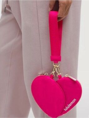 lululemon athletica Hot Pink Heart Wristlet Pouch